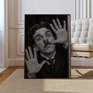 Nikola Tesla Wall Art Print | Funny Scientist Poster | Black and White Portrait | Physics Teacher Classroom Decor | Inventor Wall Art