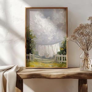 Farmhouse Laundry Room Art Print | Vintage Clothesline Wall Decor | Cottagecore Laundry Poster for Laundry Room & Laundromat Decor