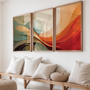 Abstract Earthtone Calming Wall Art Set of 3