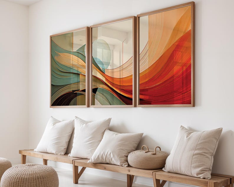 Abstract Earthtone Calming Wall Art Set of 3
