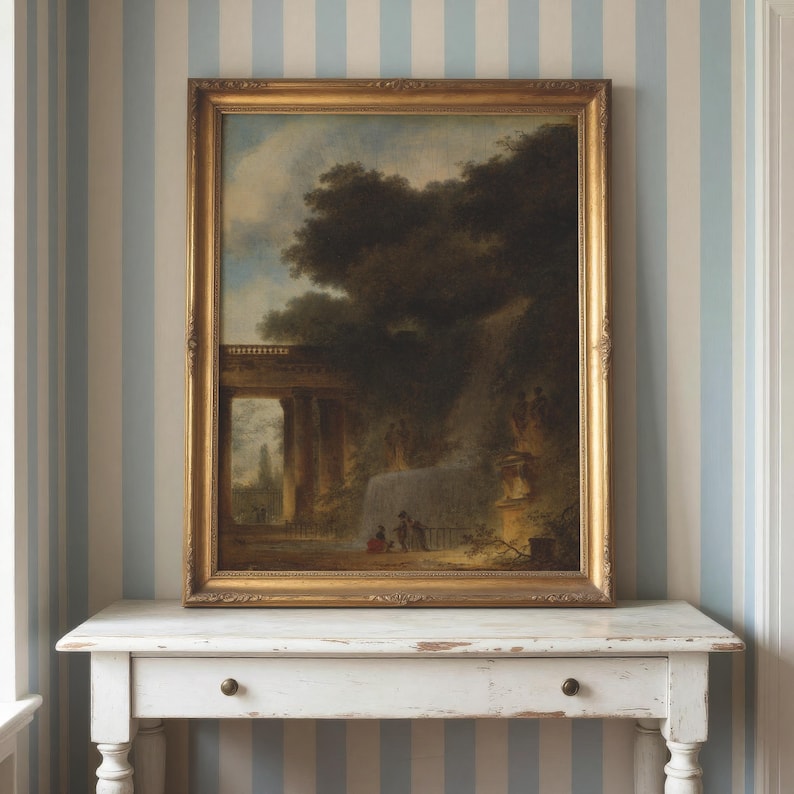 The Cascade Print Fragonard Waterfall Garden Painting French Rococo the-cascade-print-fragonard-waterfall-garden-painting-french-rococo