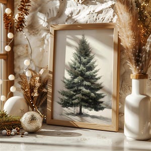 Evergreen Tree Print | Vintage Christmas Tree Print | Fir Evergreen Tree Decor