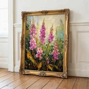 Vingerhoedskruid muurdecoratie | Roze wilde bloemen botanische decoratie | Cottagecore bloemen muurdecoratie | Vintage bloemenposter | Engelse tuinprint afbeelding 9