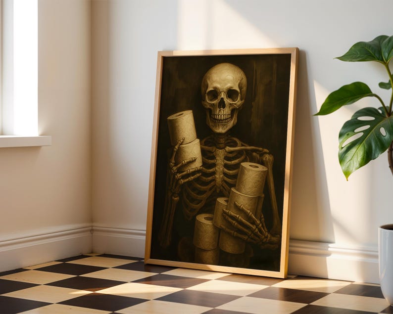 Bathroom Skeleton Print
