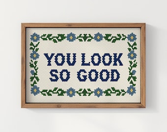 Te ves tan bien. Lámina decorativa para baño / Mosaico para tocador / Decoración encima del inodoro / Póster floral para baño.