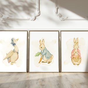 Peter Rabbit and Flopsy Watercolor Nursery Art