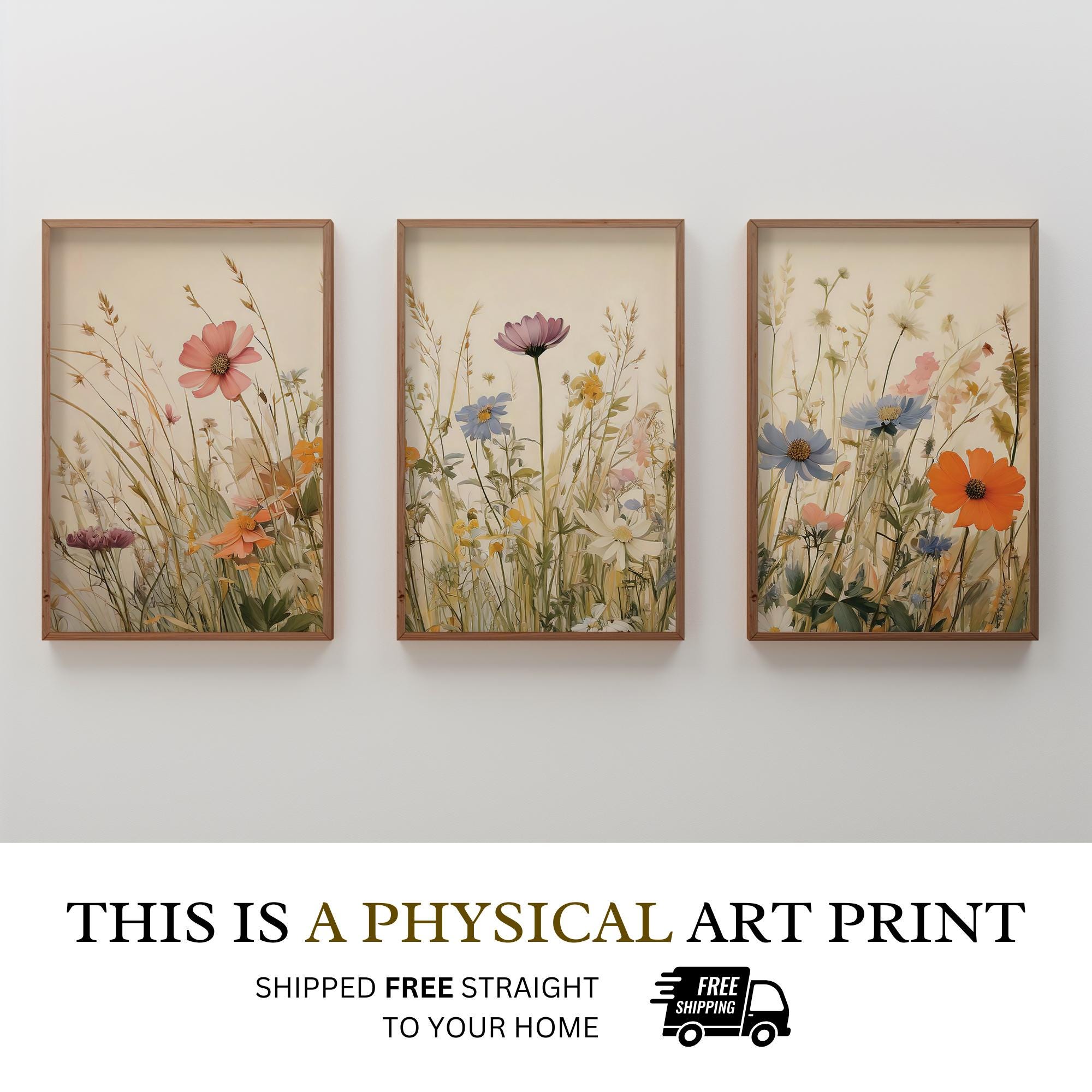 Wildflower Wall Art | Minimalist Wall Decor for Living Room | Botanical ...