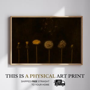 Moody Cottagecore Dandelion Painting Printed and Shipped