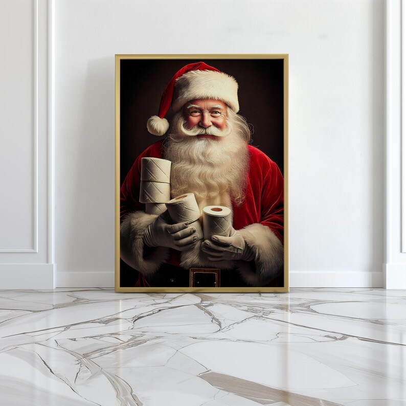 Funny Santa Bathroom Art