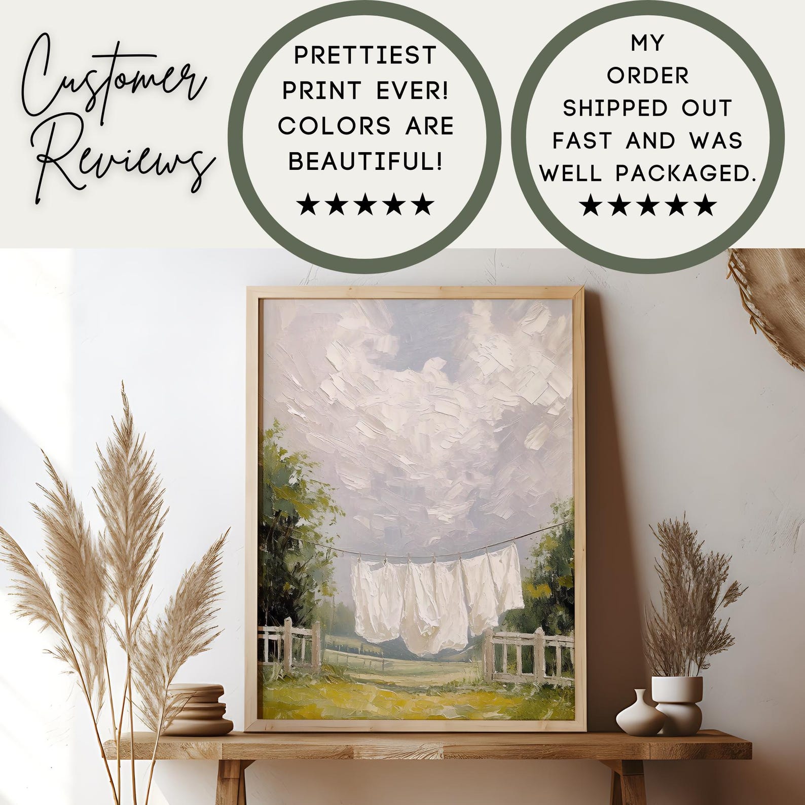 Farmhouse Laundry Room Art Print | Vintage Clothesline Wall Decor ...