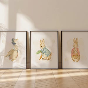 Peter Rabbit and Flopsy Watercolor Nursery Art