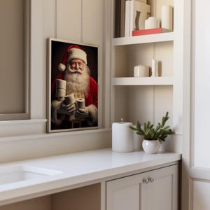 Funny Santa Bathroom Art