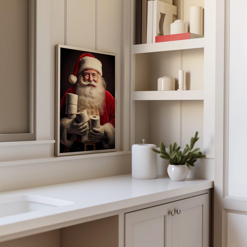 Funny Santa Bathroom Art