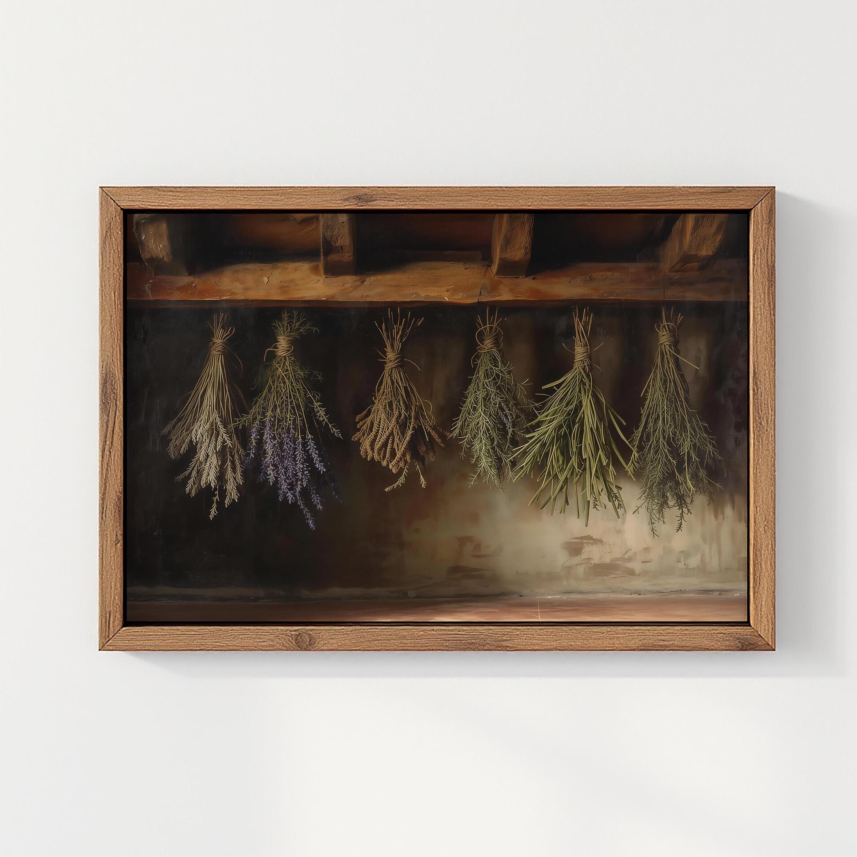 Cottagecore Herb Wall Art Print | Rustic Kitchen Decor | Vintage Oil ...