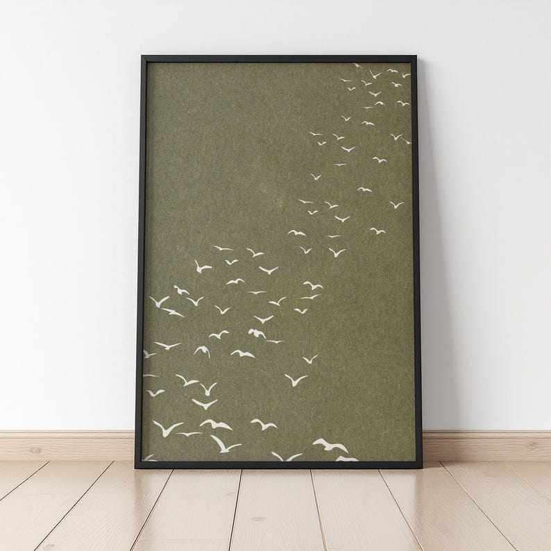 Flock of Birds Olive Print