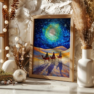Drei Könige Print | Drei weise Männer Wandkunst | Schlichte Krippe zu Weihnachten