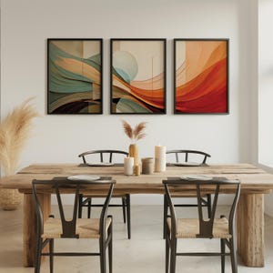 Abstract Earthtone Calming Wall Art Set of 3