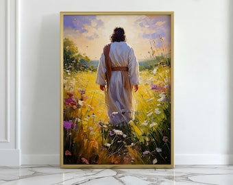 Resurrected Christ Easter Morning Print | Christian Wall Decor | He Is Risen Painting | Faith and Hope Religious Wall Art