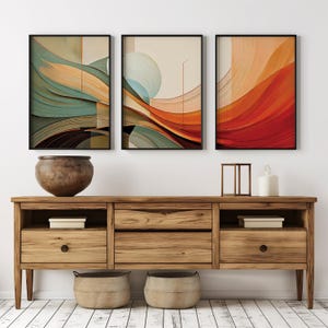 Abstract Earthtone Calming Wall Art Set of 3