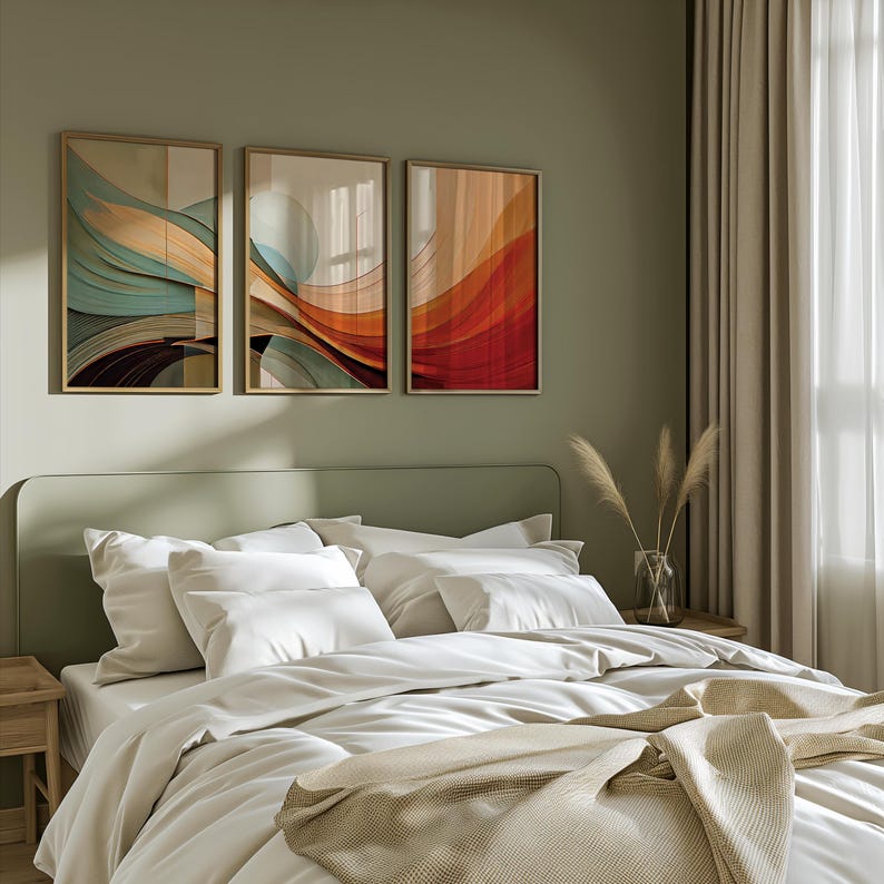 Abstract Earthtone Calming Wall Art Set of 3