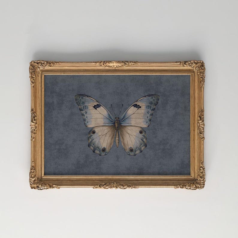 Blue Cottagecore Butterfly Painting