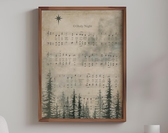 O Holy Night Wall Print | Nativity Music Art Wall Decor | Vintage Sheet Music Print | Christmas Nativity Art | Christmas Music Poster