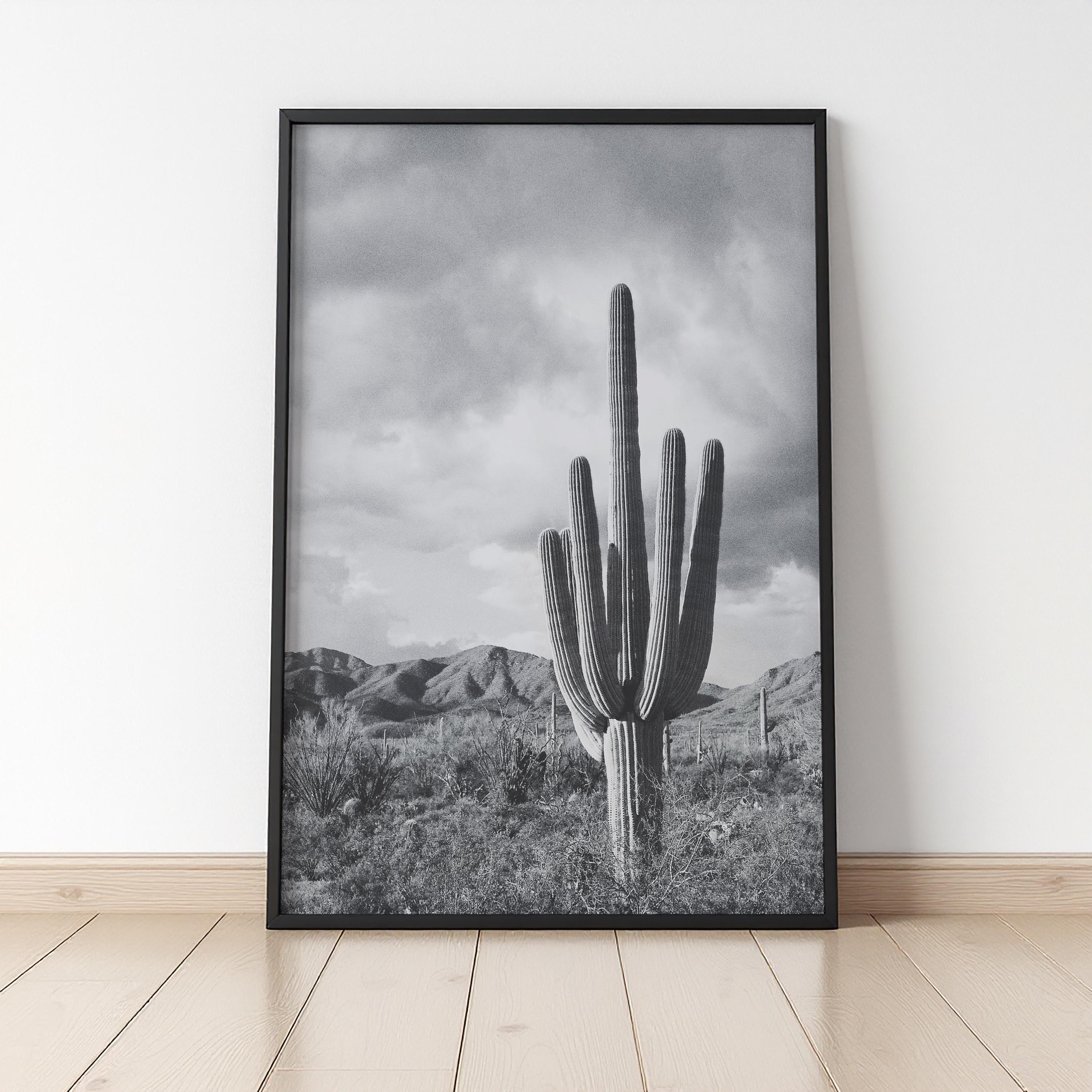 Saguaro Cactus Black and White Print | Desert Wall Art | Southwestern ...