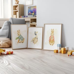 Peter Rabbit and Flopsy Watercolor Nursery Art