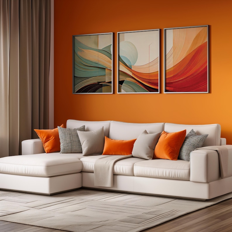 Abstract Earthtone Calming Wall Art Set of 3