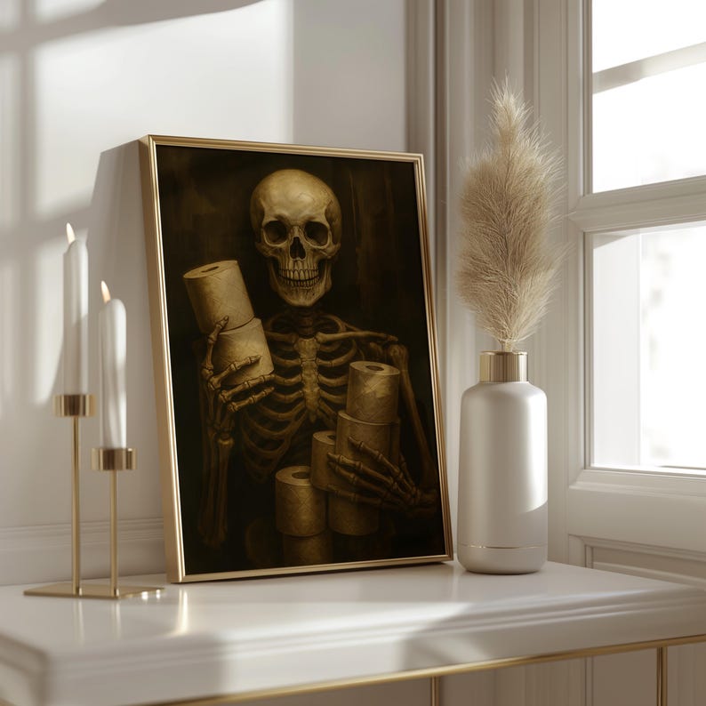 Bathroom Skeleton Print