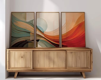 Calming 3 Piece Wall Art Set | Triptych Wall Art | Cool Posters Set Above Bed Decor | Air BnB Wall Art