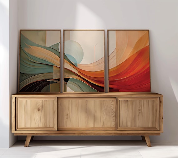 Calming 3 Piece Wall Art Set | Triptych Wall Art | Cool Posters Set Above Bed Decor | Air BnB Wall Art