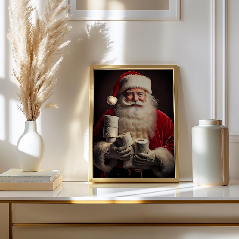 Funny Santa Bathroom Art