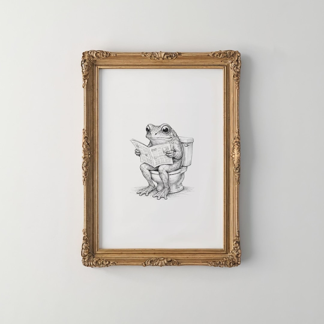 Toad on a Toilet Bathroom Print | Funny Frog Reading in Bathroom ...