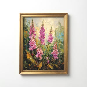 Vingerhoedskruid muurdecoratie | Roze wilde bloemen botanische decoratie | Cottagecore bloemen muurdecoratie | Vintage bloemenposter | Engelse tuinprint afbeelding 13