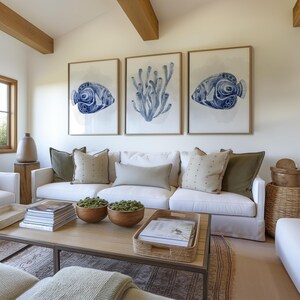 Navy Blue Fish and Coral Wall Art