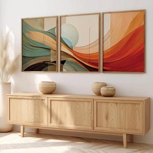 Abstract Earthtone Calming Wall Art Set of 3
