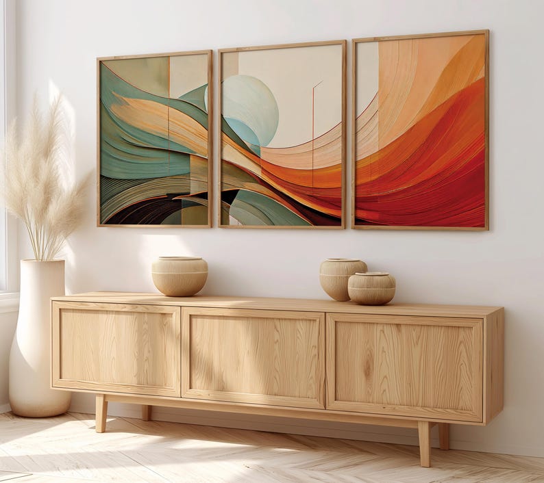 Abstract Earthtone Calming Wall Art Set of 3