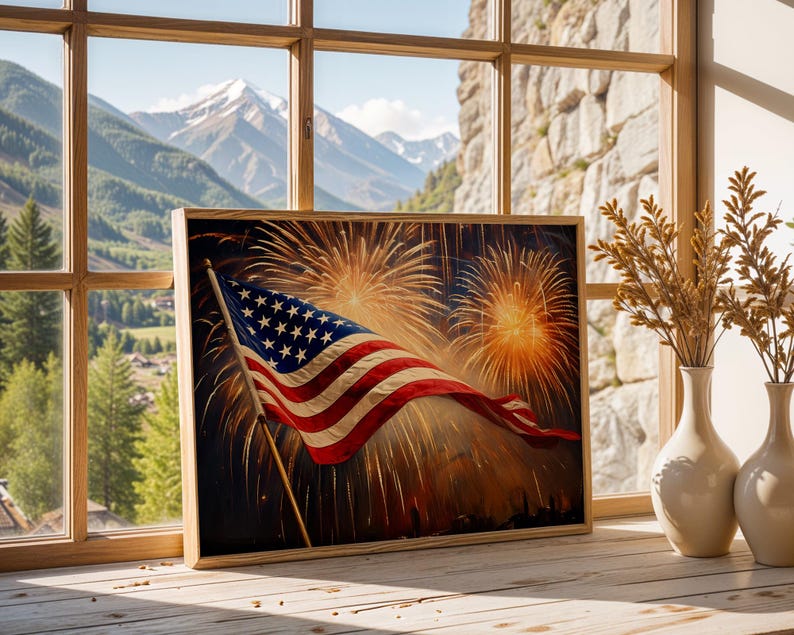 Vintage American Flag Painting