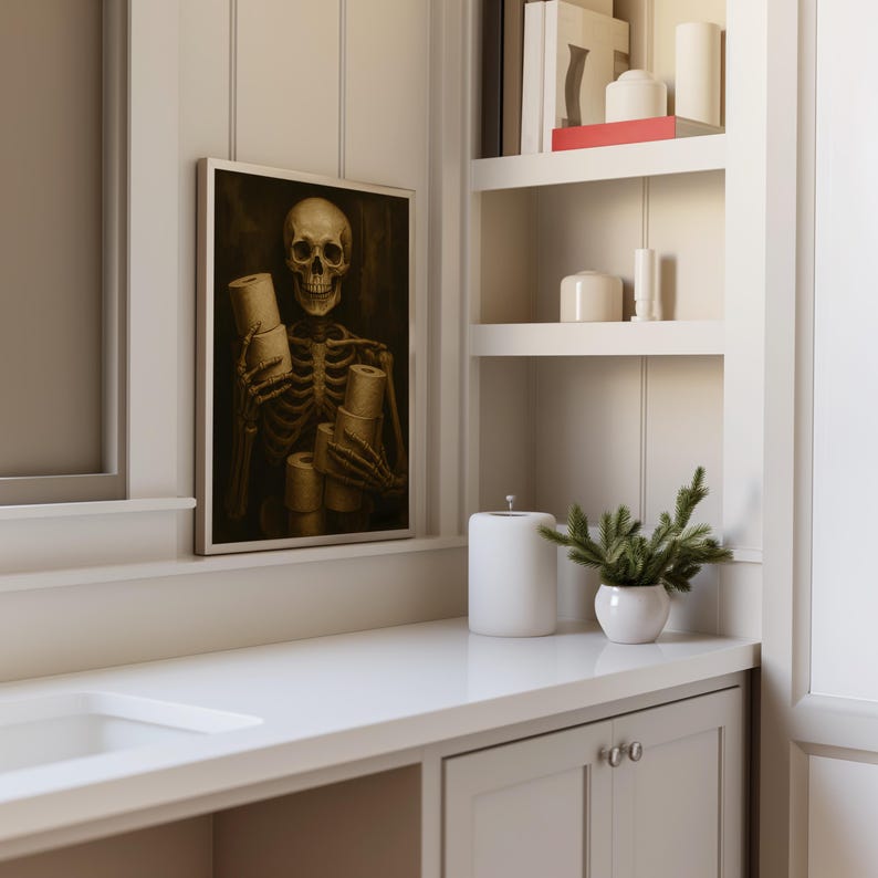 Bathroom Skeleton Print