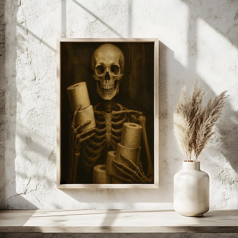 Bathroom Skeleton Print