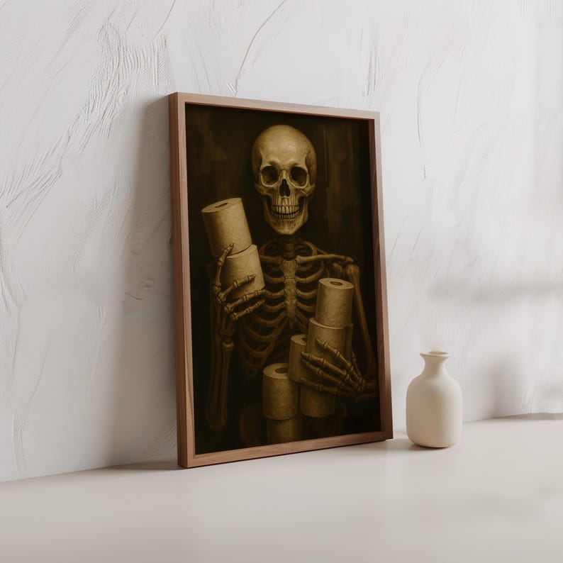 Bathroom Skeleton Print