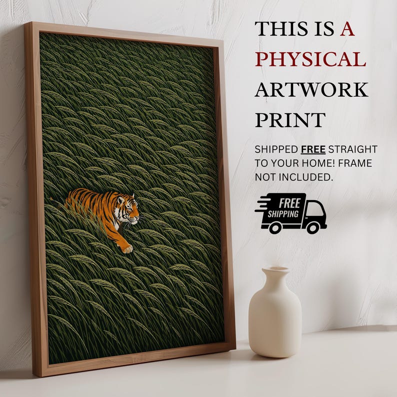 Japanese Tiger Wall Art Physical Print. Frame Not Included