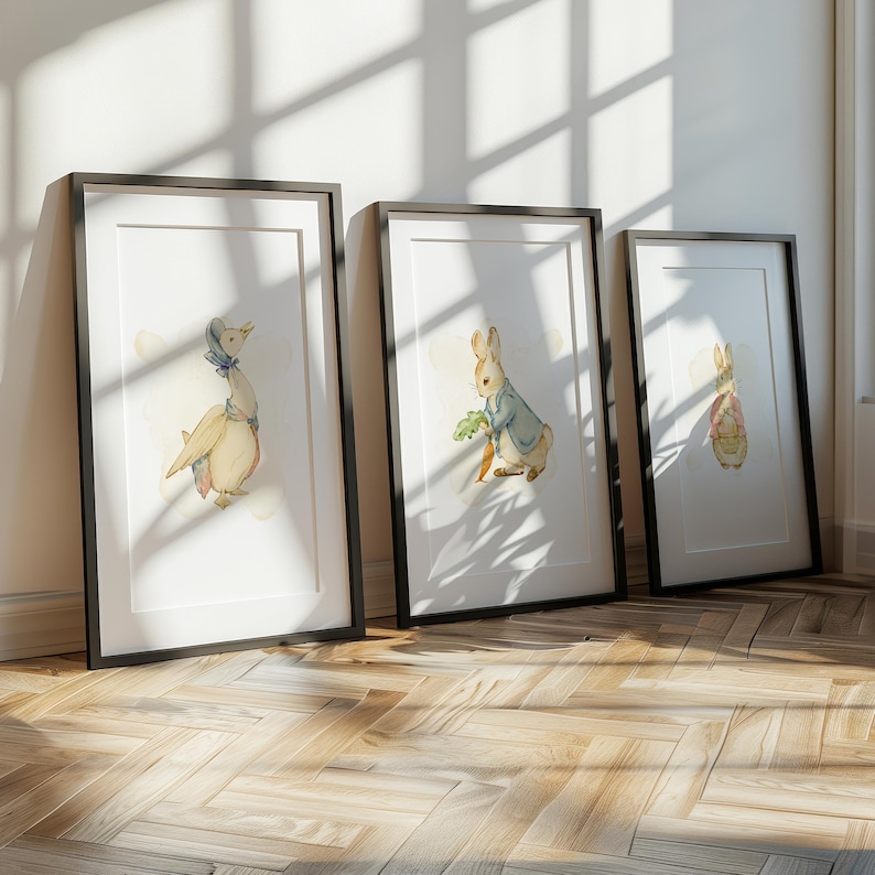 Peter Rabbit and Flopsy Watercolor Nursery Art