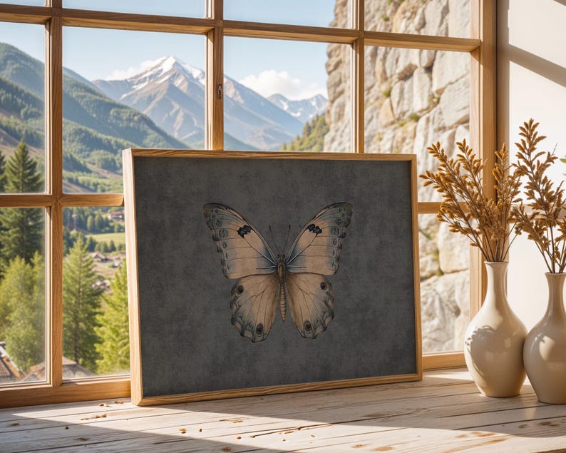 Blue Cottagecore Butterfly Painting