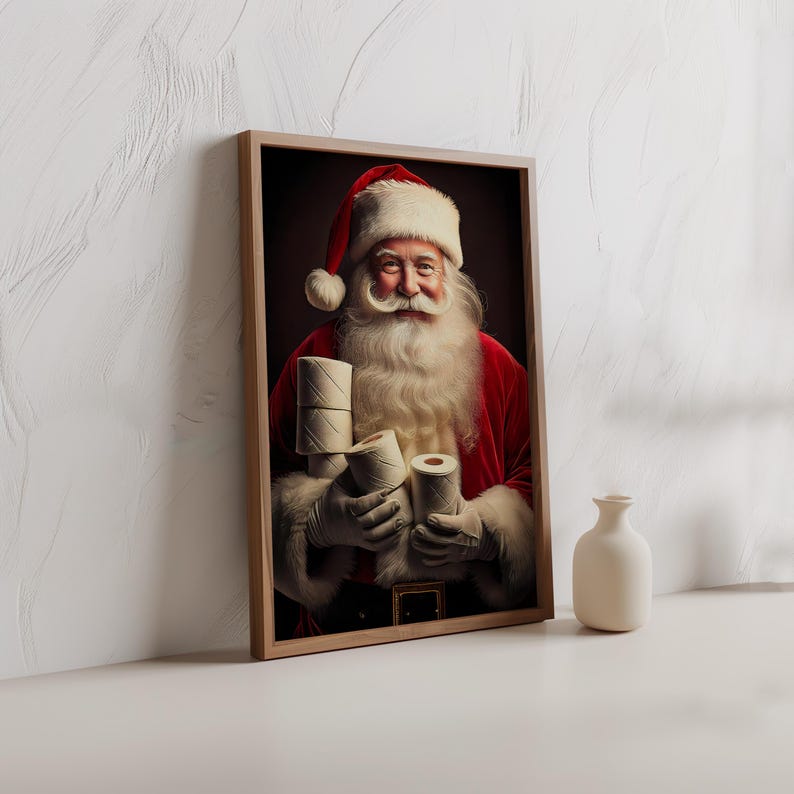Funny Santa Bathroom Art