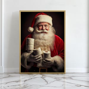 Funny Santa Bathroom Art