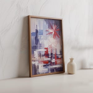 Abstract Fireworks Painting | Independence Day Artwork | Fourth of July Decorations | 4th of July Fireworks Wall Print