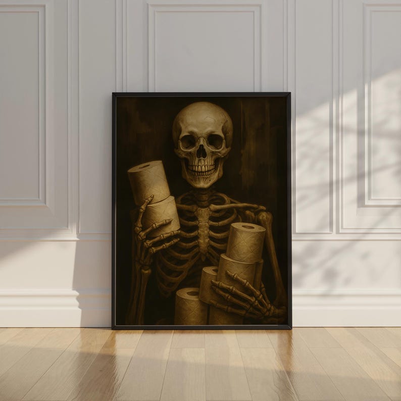 Bathroom Skeleton Print