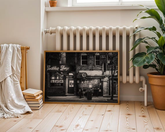 Cadillac Lounge Vintage City Photography | Retro Cityscape Monochrome Poster | Black and White City Wall Art Print